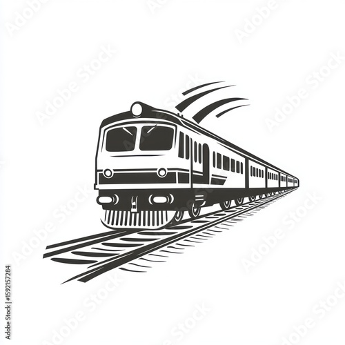 Black and white illustration of a train