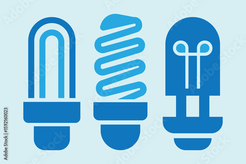 set of blue light icons for web icons. Green Energy and vector illustration.