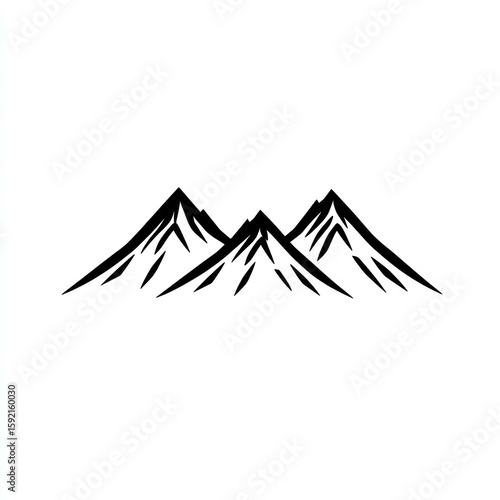 Simple black line drawing of three mountains
