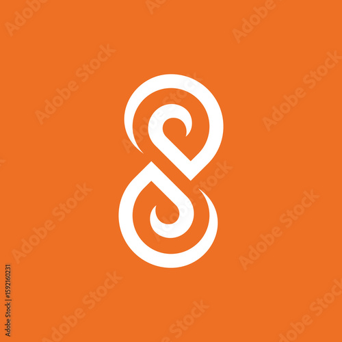 Letter S Number 8 Eight Rounded Logo Design Vector Template