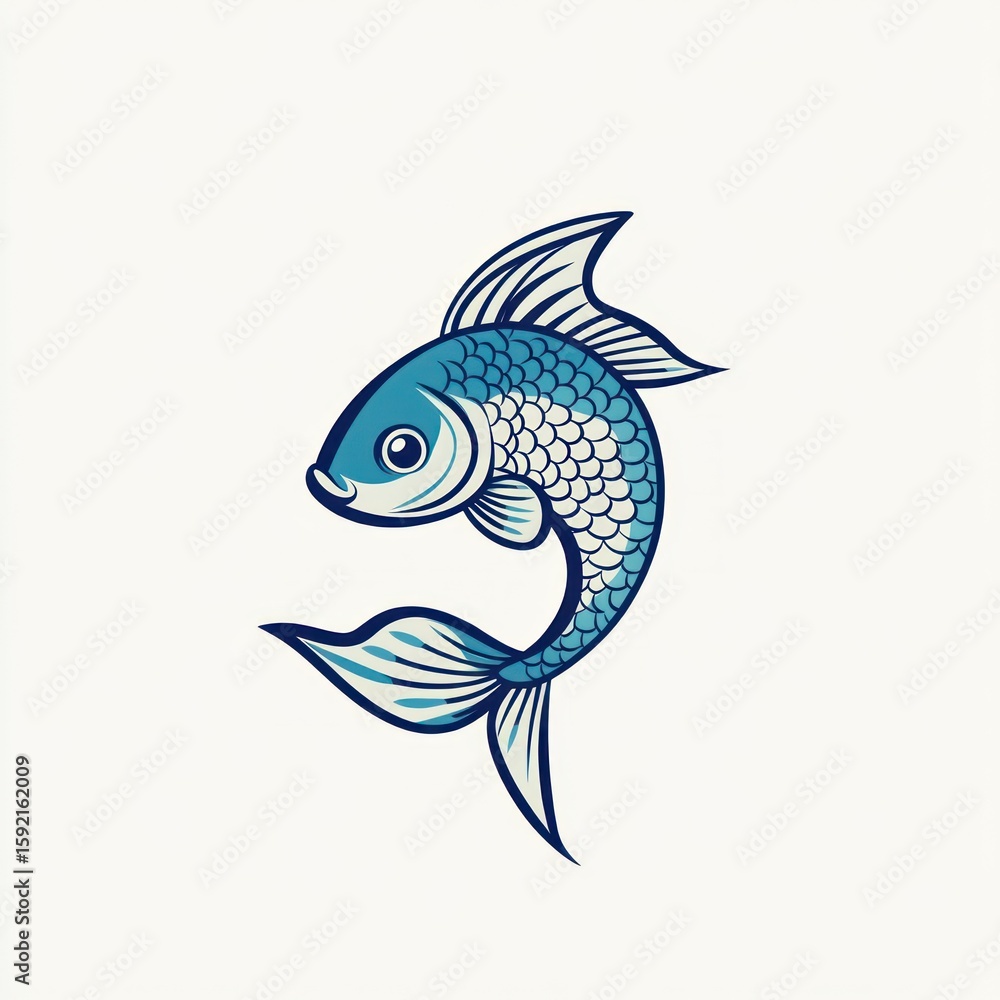 Fototapeta premium Cute stylized fish illustration