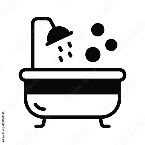 A sleek glyph icon of luxury soaking bathtub