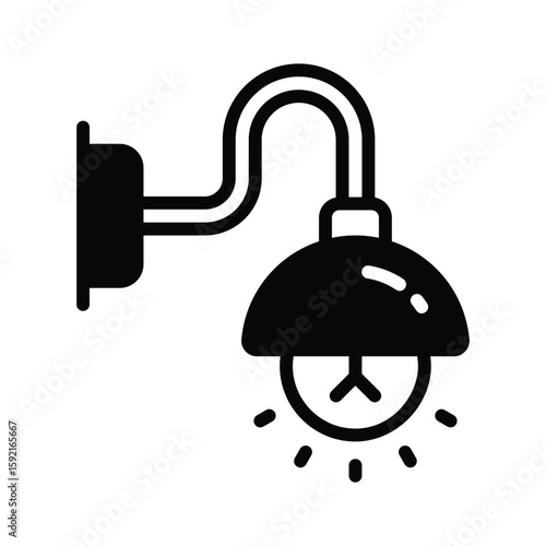 A sleek glyph icon of mounted wall light