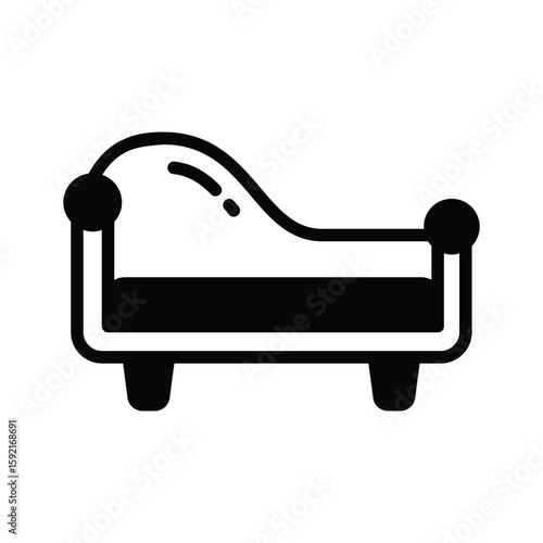 A classy glyph icon of elegant home divan