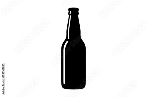 Isolated black beer bottle with long neck on a white background vector
