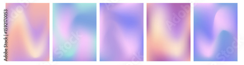 Vertical backgrounds with motion wavy gradient. Violet purple gradient colors. Gradient mesh blur with trend flier. Femine ombre blush purple