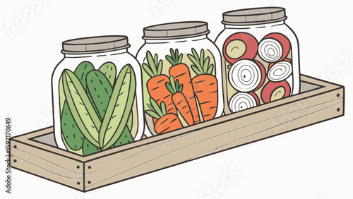 vector deaign of pickled vegetablea in jara