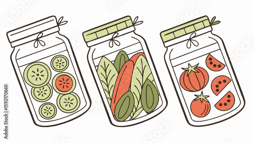 vector deaign of pickled vegetablea in jara