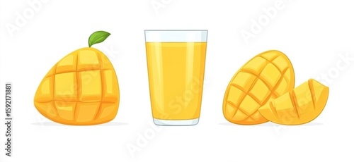 Cartoon Mangoes and Juice