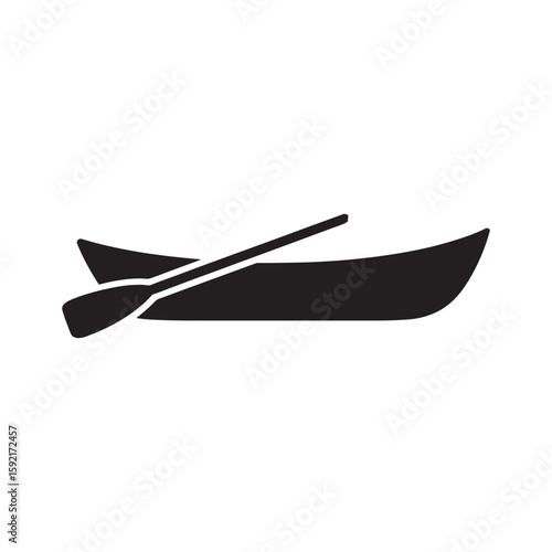 Black canoe and paddle silhouette boat watercraft