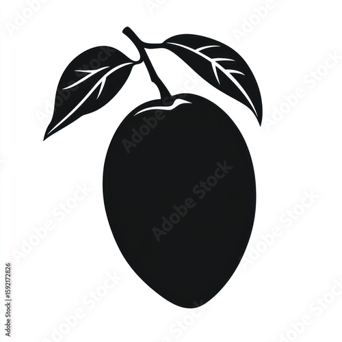 Silhouette of mango with leaves