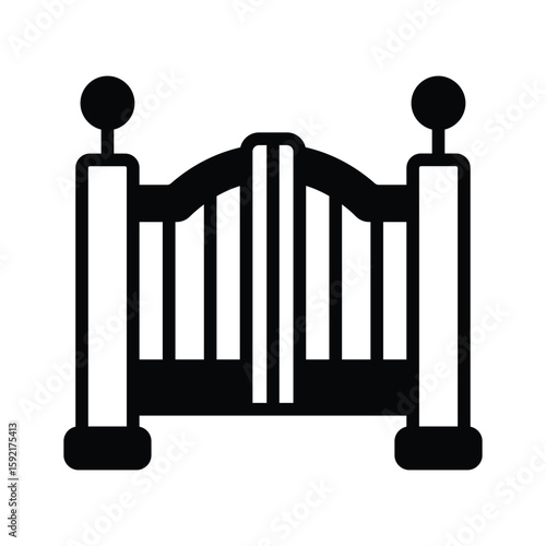 A secure glyph icon of modern house gate