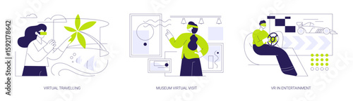 Virtual reality and leisure time isolated cartoon vector illustrations se