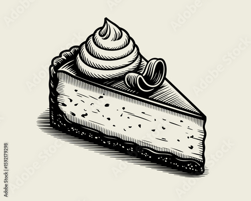Delicious birthday chocolate cake with cream illustration