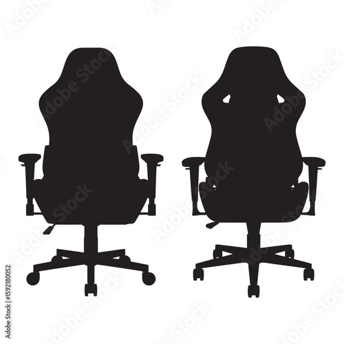 Black racing style chairs with armrests and wheels racing chair gaming chair