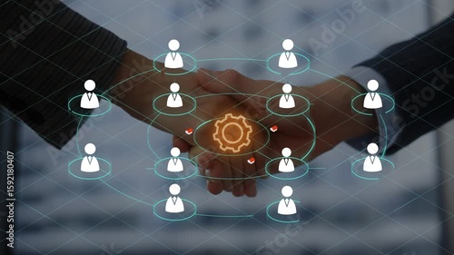 HR, or CRM. concept of company service to recruit customers, network links worldwide, hiring, and recruitment process manage.