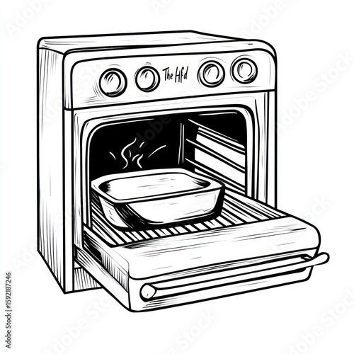 Vintage oven with baking dish