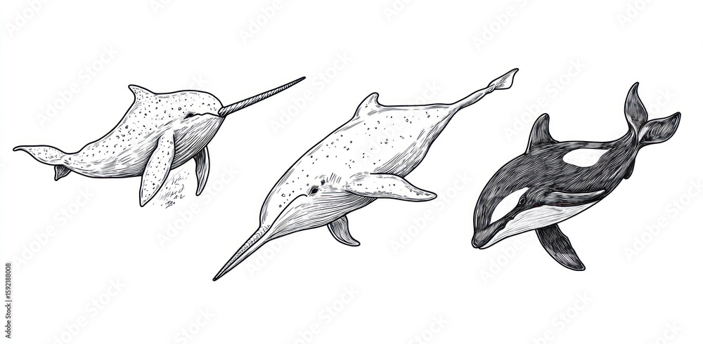 Obraz premium Oceanic Mammal Drawings