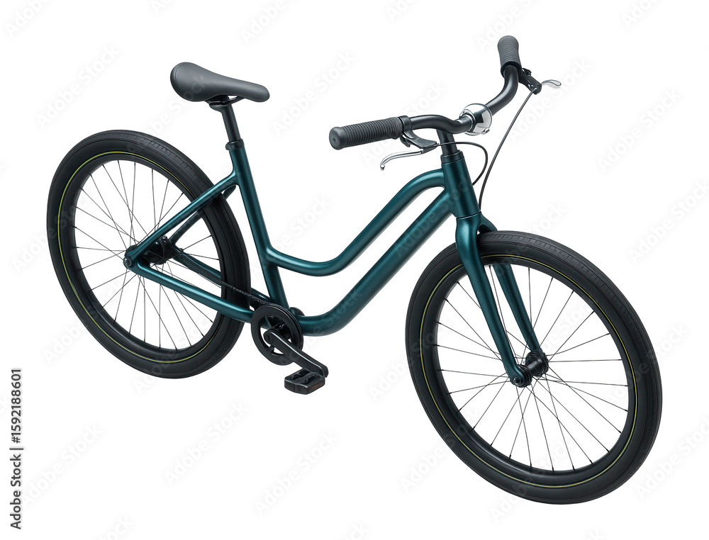 Low-frame bicycle with a mounted bell and ergonomic grips Low-frame bicycle with a mounted bell and ergonomic grips