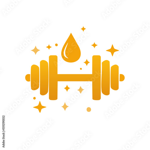 Dumbbell with Protein Drop for Fitness Nutrition and Muscle Recovery Graphic