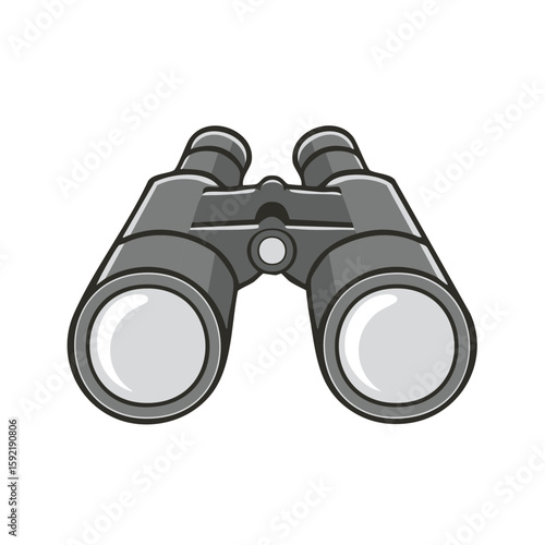 Binoculars Vector Illustration, Gray Optical Device for Exploration and Observation