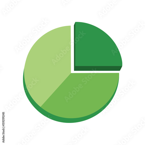 Green Three Dimensional Pie Chart Showing Percentages of Segments