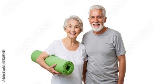 Wallpaper Mural Senior Couple with Yoga Mat: Embracing Wellness, Fitness, and Togetherness Torontodigital.ca