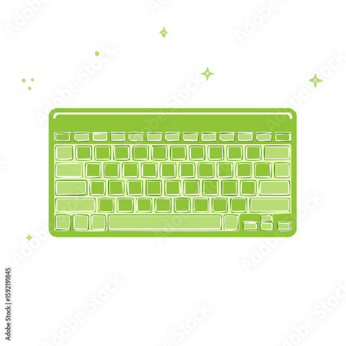 Lime Green Stylized Keyboard Icon Illustration, Work From Home Computer Peripheral, Pastel Color