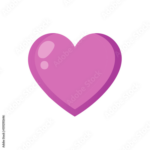 Pink Heart Glossy Icon Symbol of Love Affection Romance Valentines Day Design Element