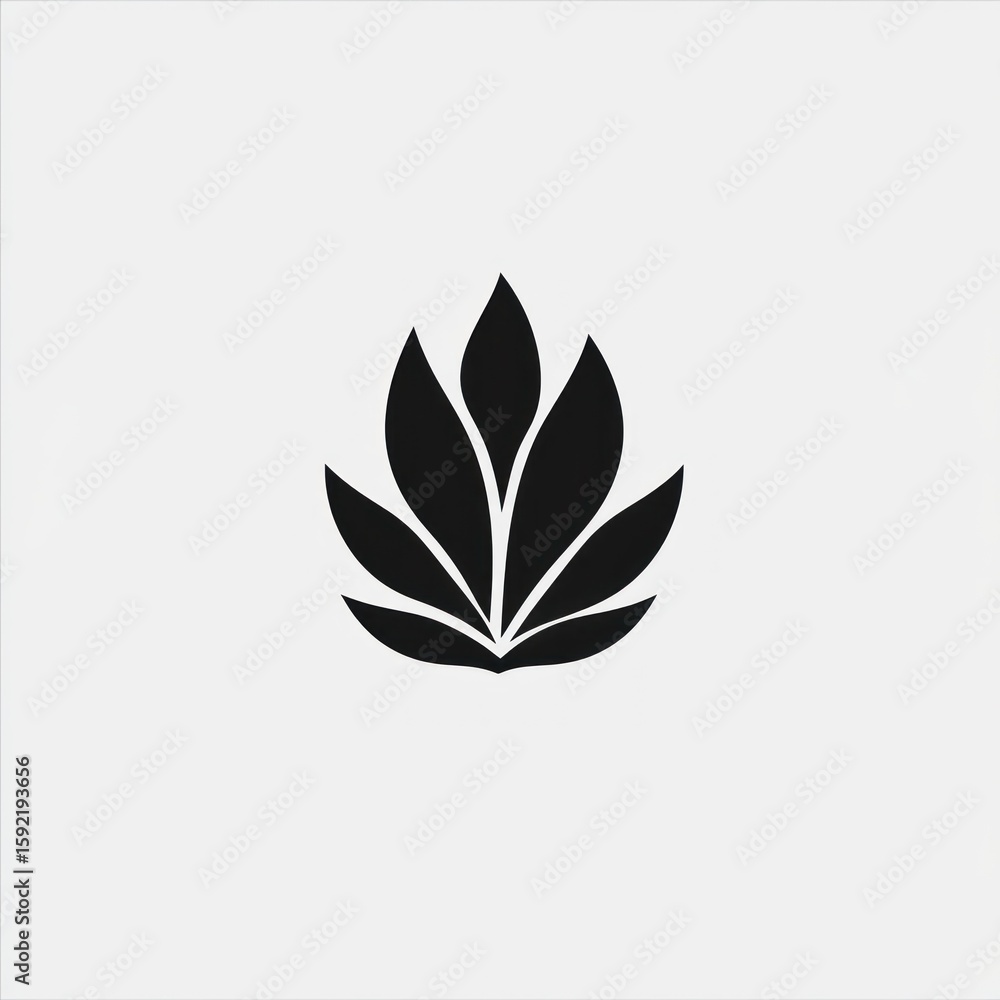 Naklejka premium Simple black silhouette of stylized plant
