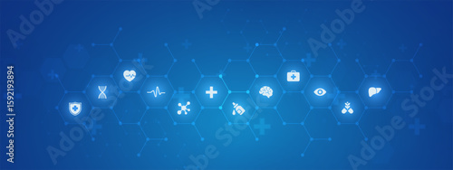 Abstract medical background. Medical design with concept and idea for healthcare technology. Healthcare Medical Background. Healthcare Symbols.