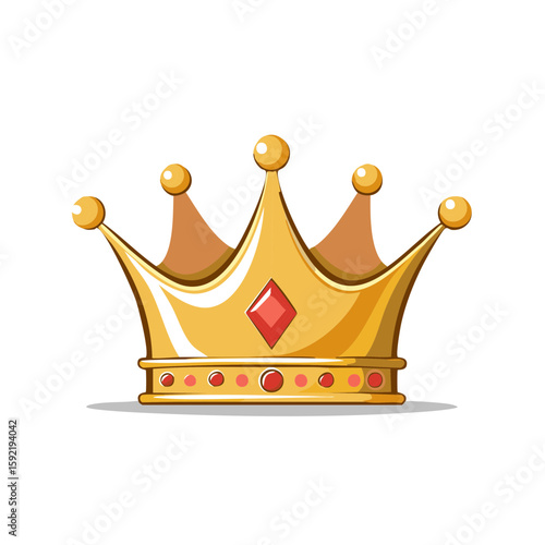 Golden royal crown illustration with red jewel detail and cartoon style aesthetic, fit for a king