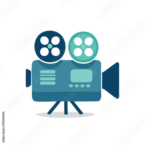 Retro movie camera illustration showing filming concept for cinema creation