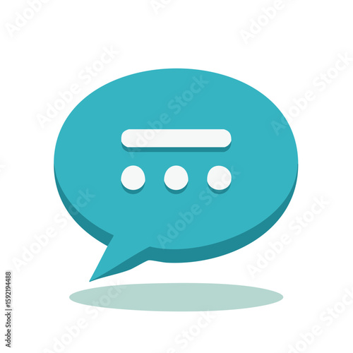 Aqua Speech Bubble with Ellipsis and Bar Icon for Messaging or Discussion