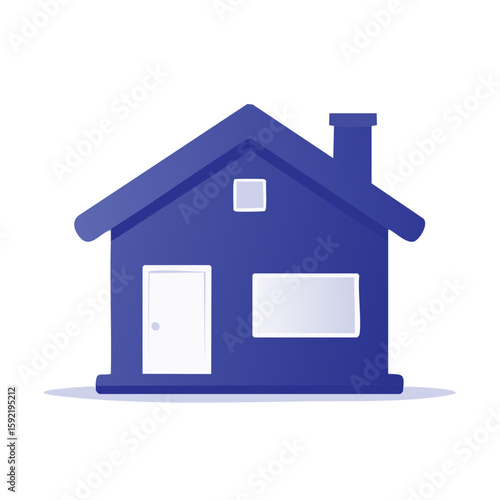 Blue house vector illustration simple home with door chimney and window isolated