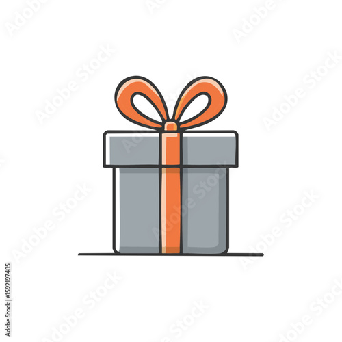 Stylized Gift Box with Orange Ribbon Design for Presents and Celebrations Celebrations