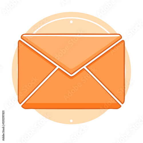 Orange envelope icon design for newsletters or business communication in retro style