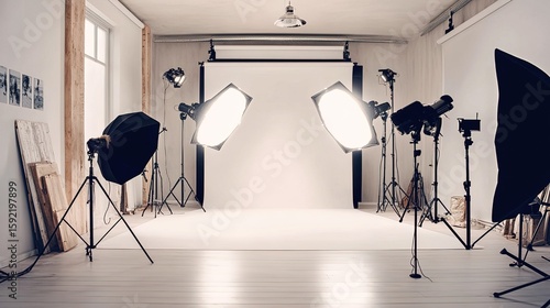Minimalist studio setup with clean design and soft lighting, embodying modern simplicity and focus.