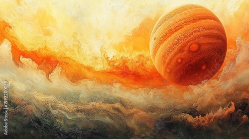 Fiery planetary cloudscape