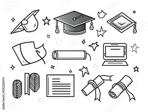 Simple black and white graduation icons