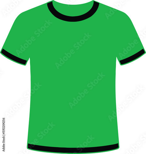 Silhouette of short sleeve green Ringer t-shirt with black bands
