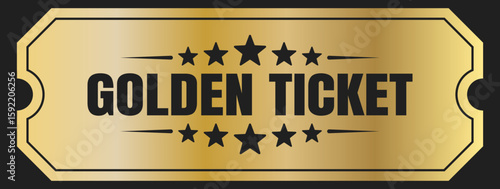 Golden ticket. Premium event coupon template on dark background.