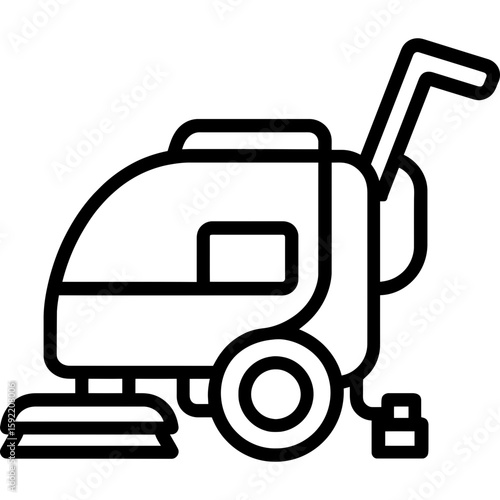 Auto-scrubber floor cleaning machine outline icon vector