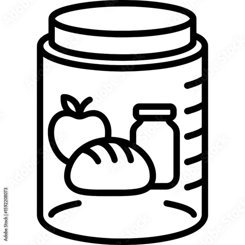 Bear canister food storage outline icon vector