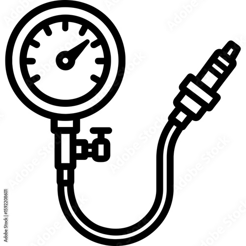 Compression tester gauge outline icon vector