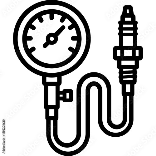 Compression tester gauge outline icon vector