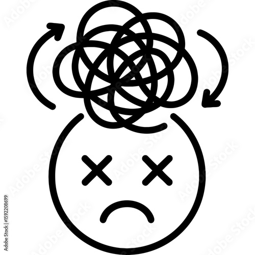 Swirling confusion outline icon vector