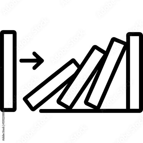 Chain reaction domino effect outline icon vector