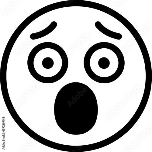 Scared face emoji outline icon vector