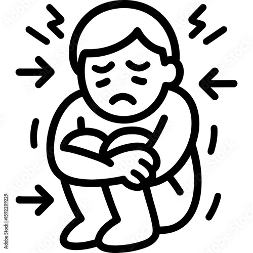 Fear contraction inward outline icon vector